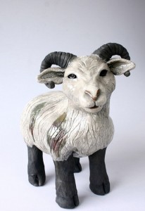 Raku Pottery Sheep by Sarah Beck Wildfire Pottery